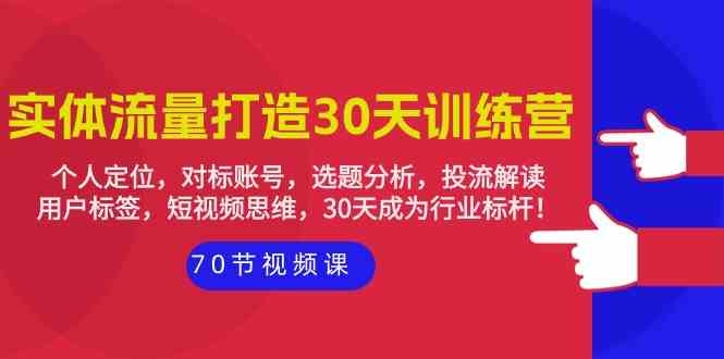 实体流量打造30天训练营：个人定位，对标账号，选题分析，投流解读（70节）-网创项目