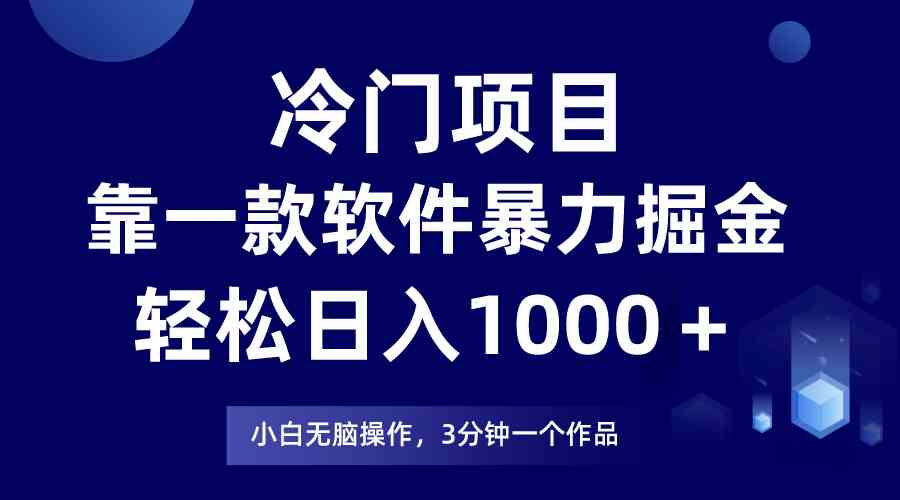 （9791期）冷门项目，靠一款软件暴力掘金日入1000＋，小白轻松上手第二天见收益-网创项目