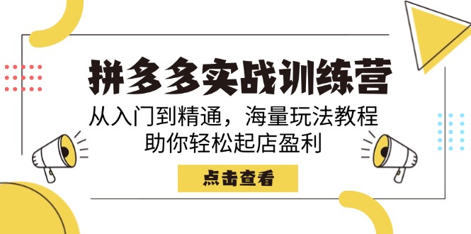 （14392期）拼多多实战训练营，从入门到精通，海量玩法教程，助你轻松起店盈利-网创项目