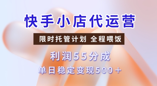 快手小店代运营3.0，模式新升级，收益55分，稳定单日5张【揭秘】-网创项目