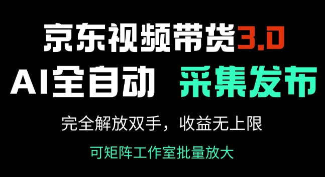 京东视频带货3.0，Ai全自动采集+自动发布，完全解放双手，收入无上限-网创项目