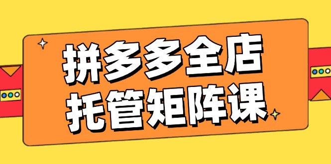 （14328期）拼多多全店托管矩阵课，盈利动销玩法，高效计划设置，提升店铺效益-网创项目