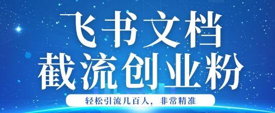 利用飞书文档截流创业粉轻松引流200+-网创项目