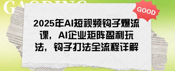 2025年AI短视频钩子爆流课，AI企业矩阵盈利玩法，钩子打法全流程详解-网创项目