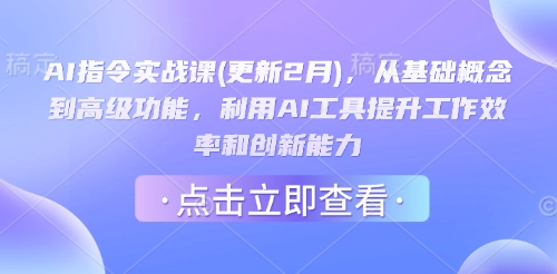 AI指令实战课(更新2月)，从基础概念到高级功能，利用AI工具提升工作效率和创新能力-网创项目
