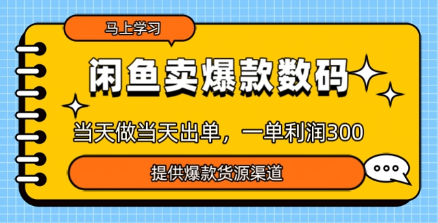 闲鱼卖爆款货源，当天做当天出单，一单利润3张-网创项目