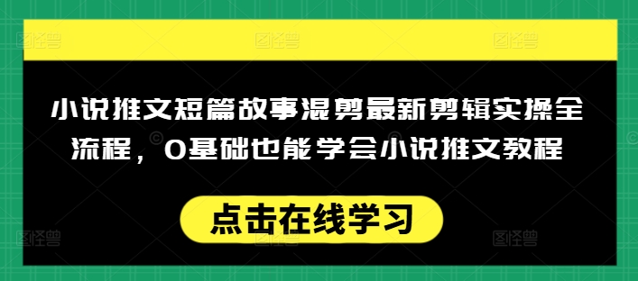 小说推文短篇故事混剪最新剪辑实操全流程，0基础也能学会小说推文教程，肯干多发日入多张-网创项目