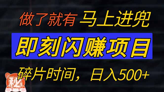 （14384期）零门槛 即刻闪赚项目！！！仅手机操作，利用碎片时间，轻松日赚500+-网创项目