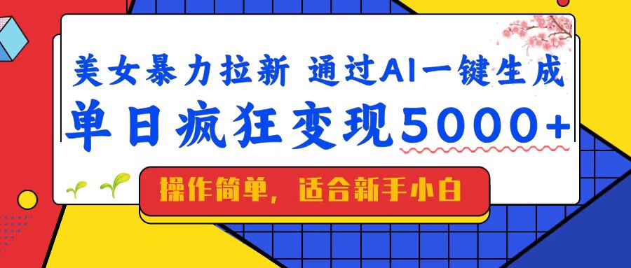 （14347期）美女暴力拉新，通过AI一键生成，单日疯狂变现5000+，纯小白一学就会！-网创项目