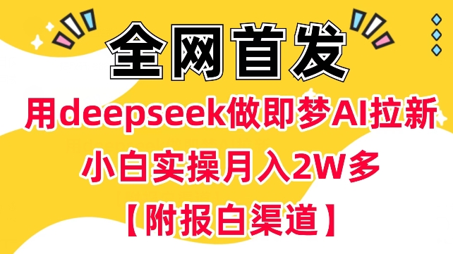 用deepseek做即梦Ai拉新 小白实操月入过W+【附报白渠道】-网创项目