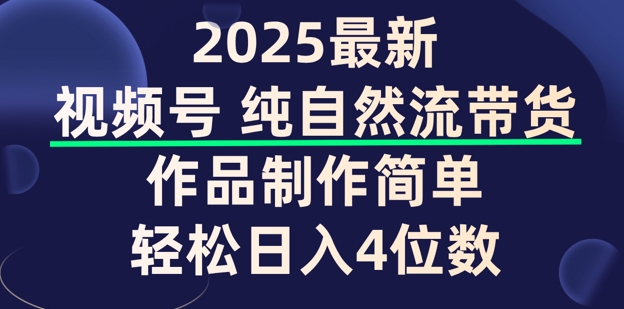 视频号纯自然流带货，作品制作简单，轻松日入4位数，保姆级教程-网创项目