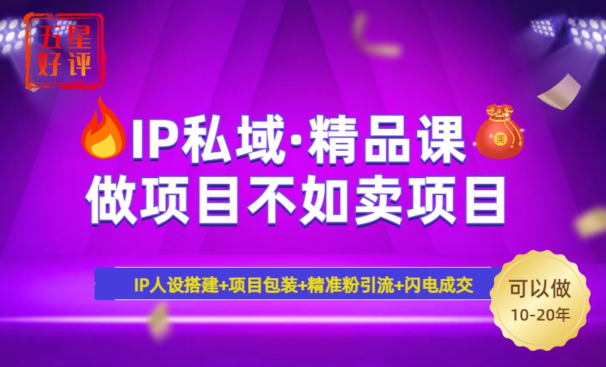 （14406期）2025年“IP私域·密训精品课”，日赚3000+小白避坑年赚百万，暴力引流…-网创项目