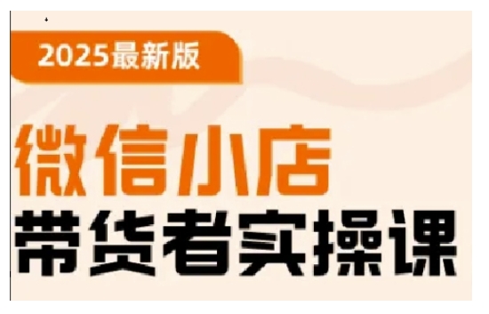 2025最新版微信小店带货者实操课，基础操作到高级运营技巧，快速上手-网创项目