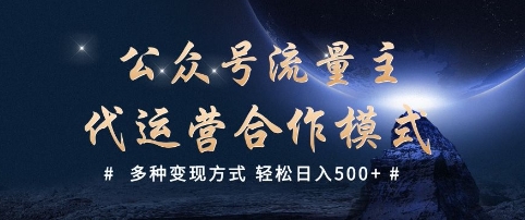 公众号流量主代运营  多种变现方式 轻松日入5张【揭秘】-网创项目